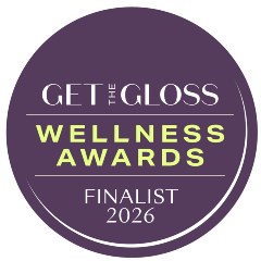 Badge for Get the Gloss Wellness Awards Finalist 2026 on a purple background