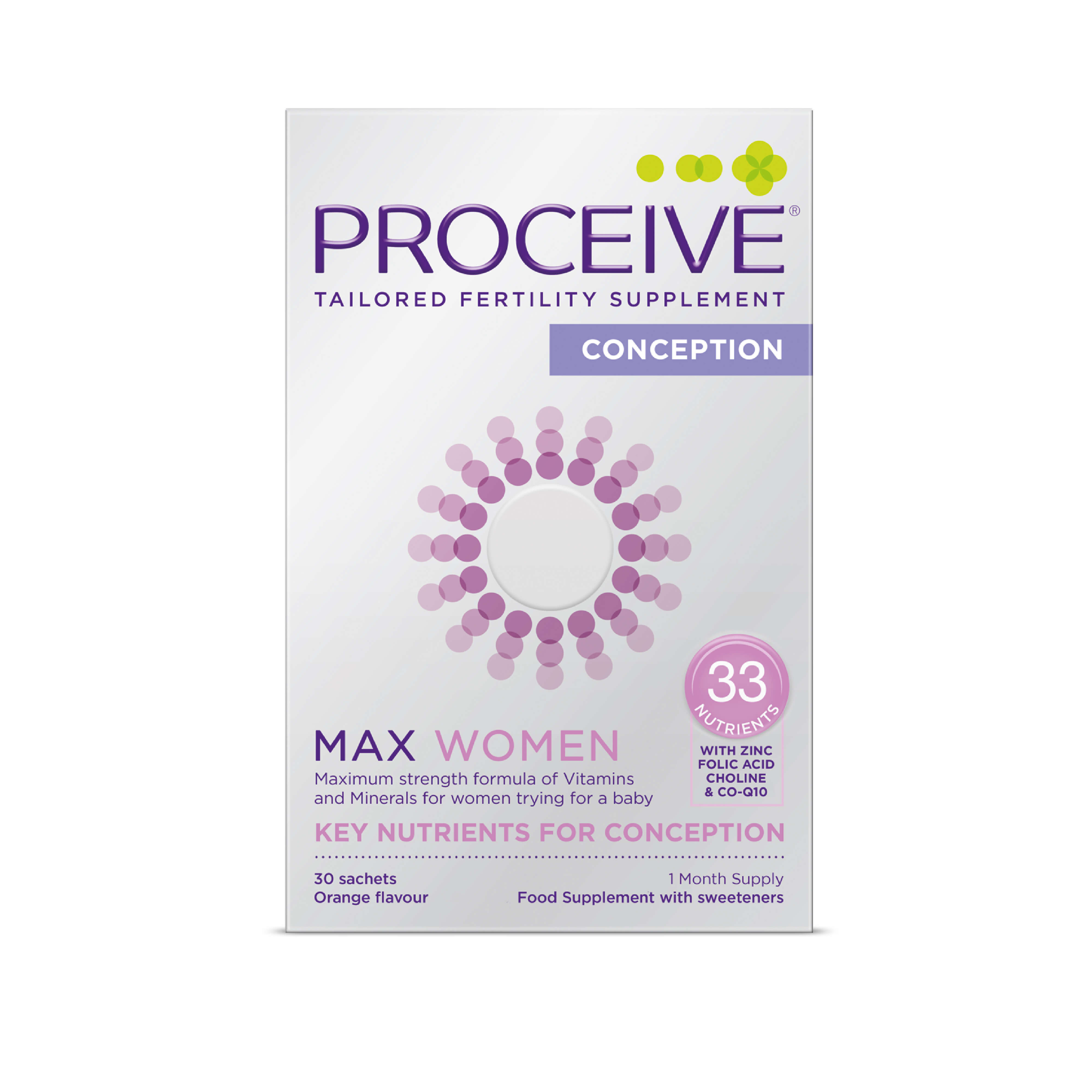 Proceive Max Women - Tailored Fertility Supplement - Key Nutrients for Conception