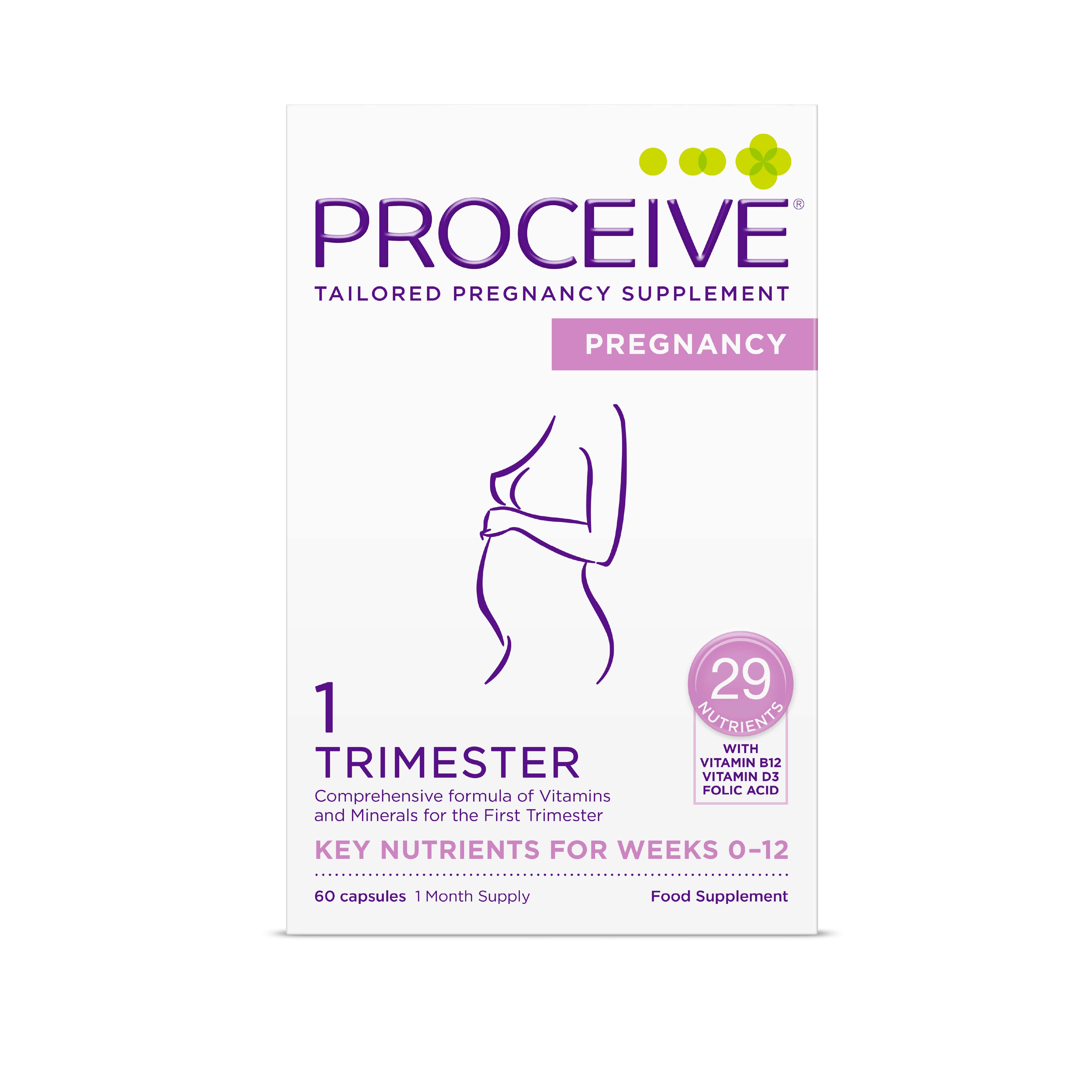 Proceive Trimester 1 - Tailored Pregnancy Supplement - Key Nutrients for Weeks 0-12
