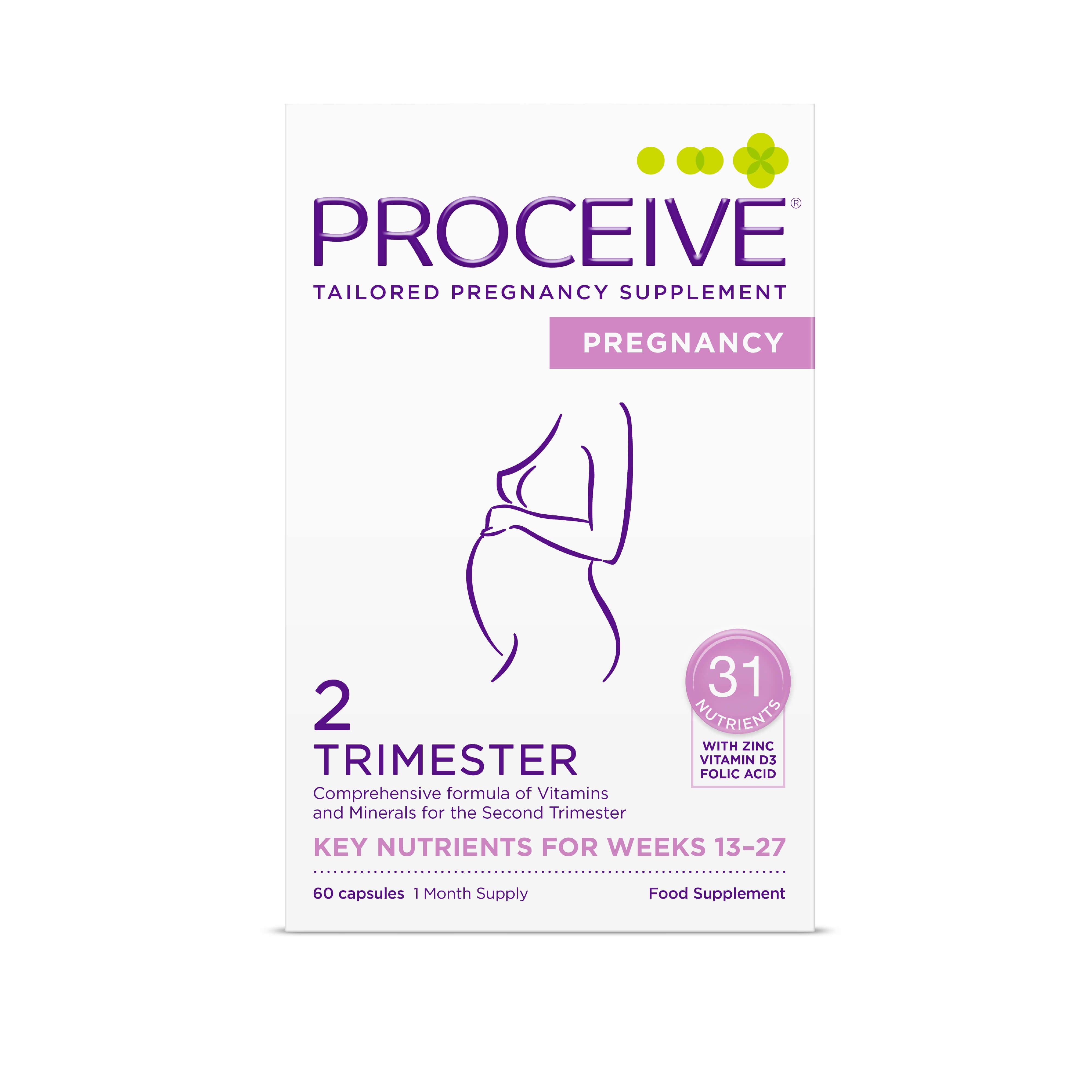 Proceive Trimester 2 - Tailored Pregnancy Supplement - Key Nutrients for Weeks 13-27